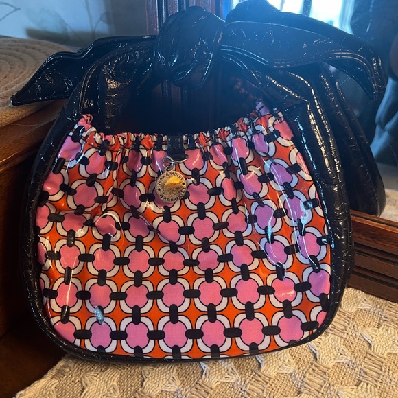 Vera Bradley Handbags - VERA BRADLEY Frill Loves Me Tippy Tie Mini Bag Vinyl/Patent Pink Orange Navy